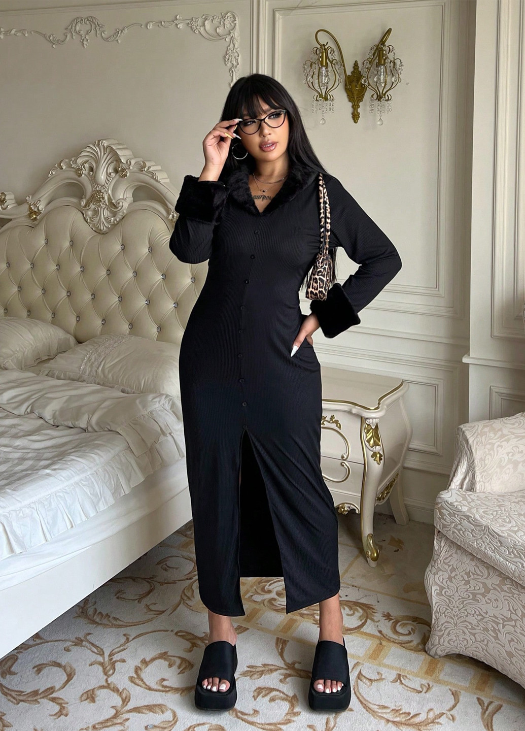 Черное кэжуал платье силуэтная SHEIN однотонное