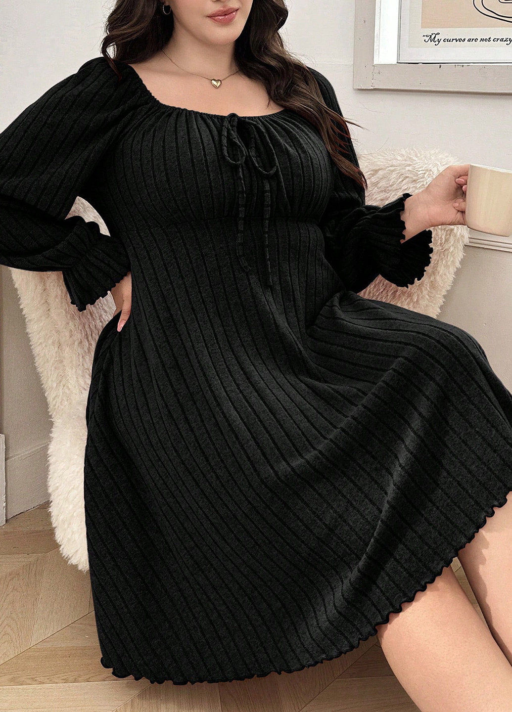 Чорна домашній сукня кльош SHEIN однотонна