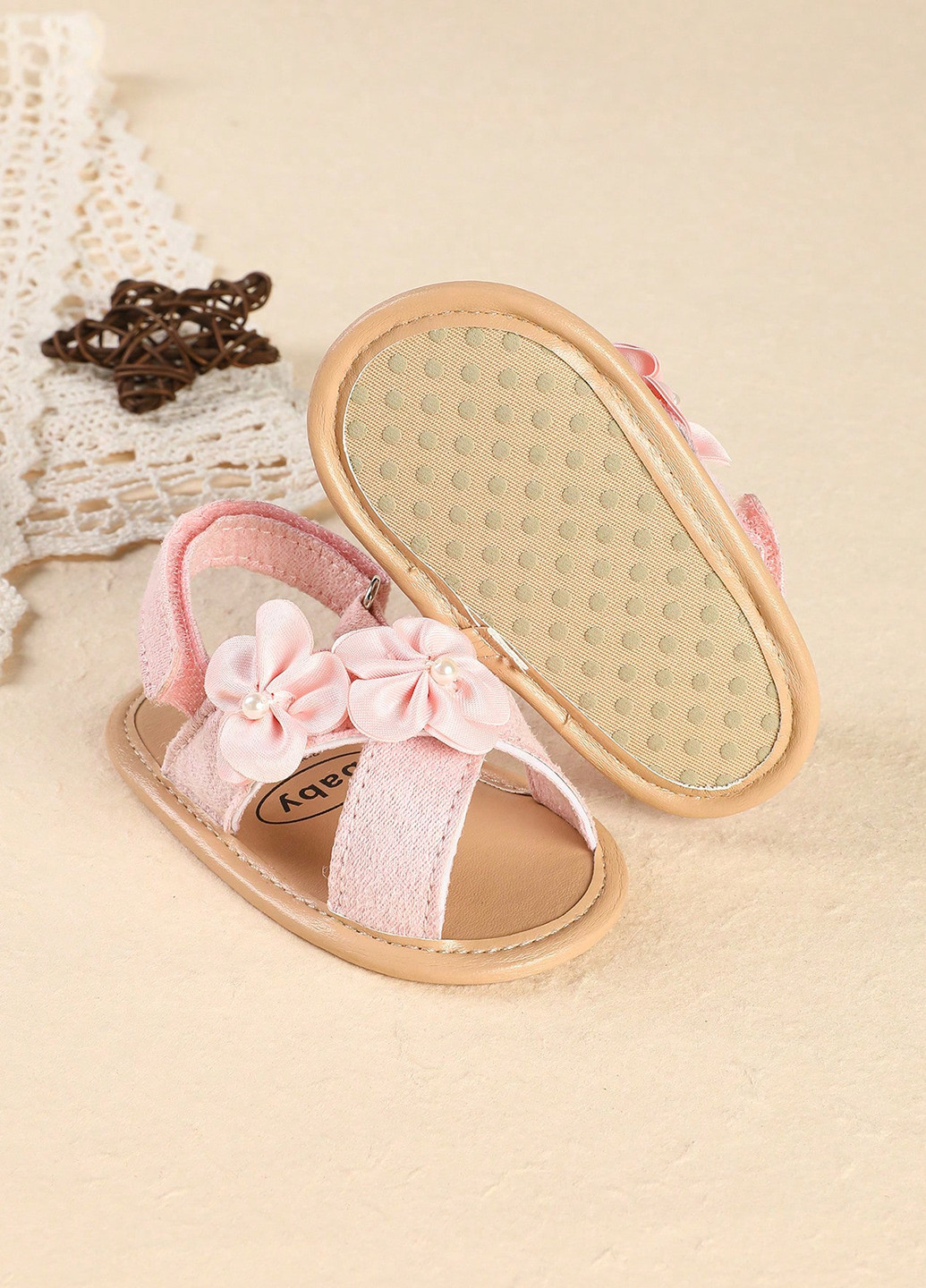 Светло-розовые кэжуал сандалии SHEIN на липучке