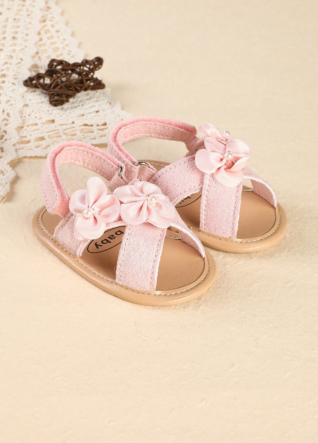 Светло-розовые кэжуал сандалии SHEIN на липучке