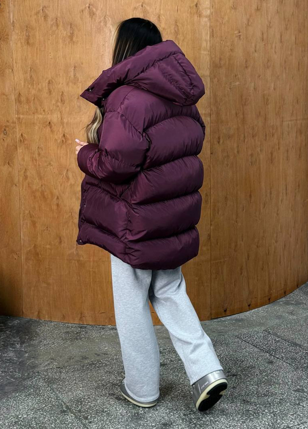 Бордовый зимний Пуховик No Brand