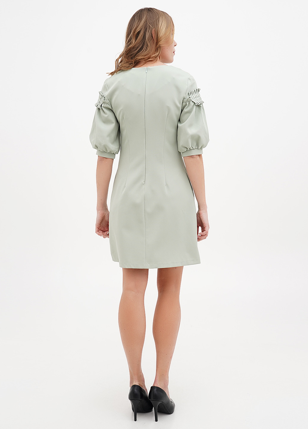 Мятное кэжуал платье а-силуэт Sassofono однотонное