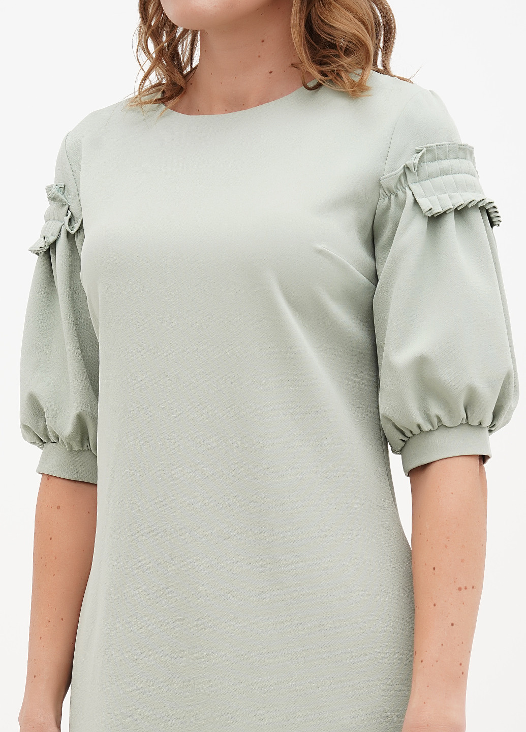 Мятное кэжуал платье а-силуэт Sassofono однотонное