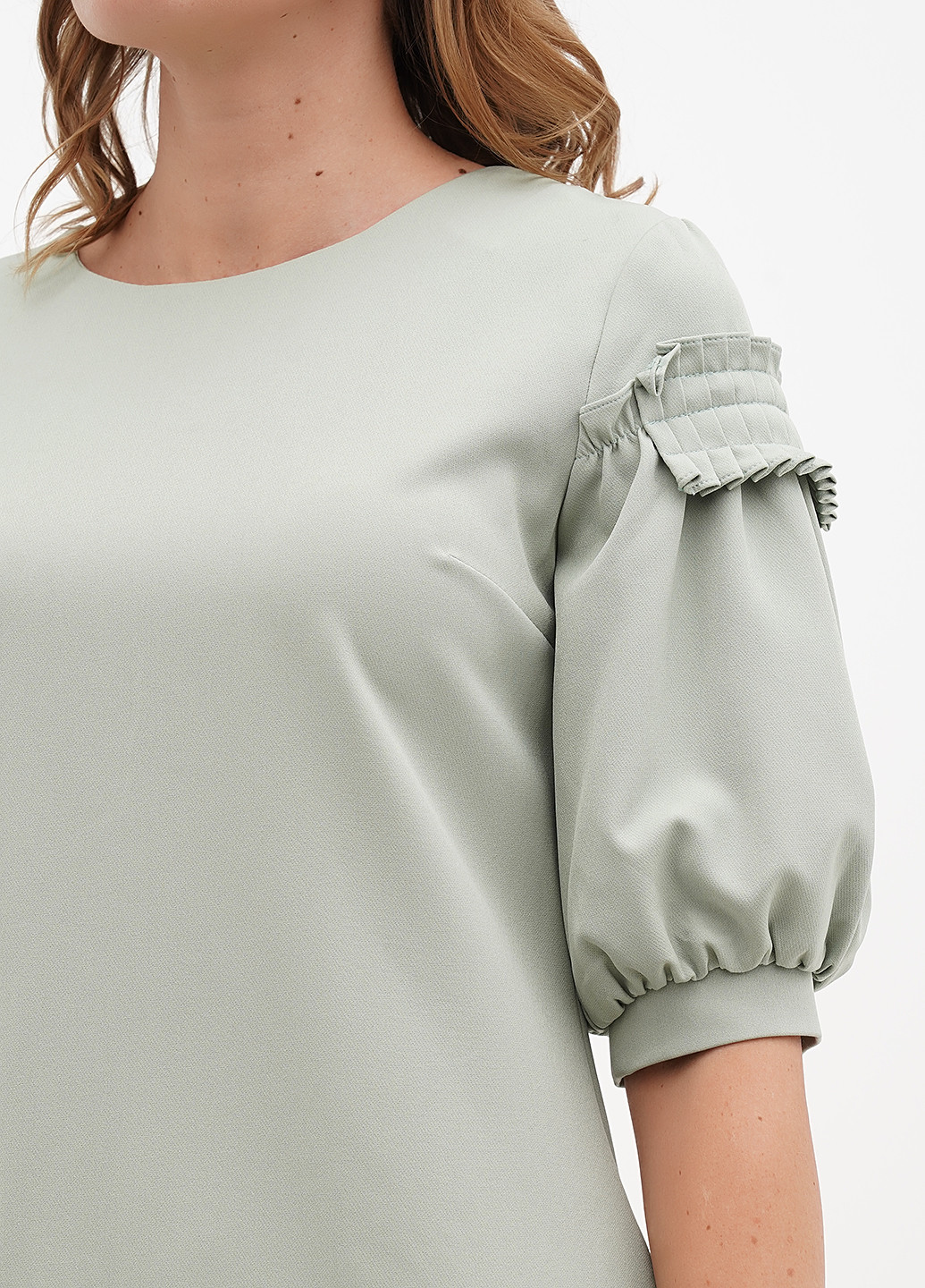 Мятное кэжуал платье а-силуэт Sassofono однотонное