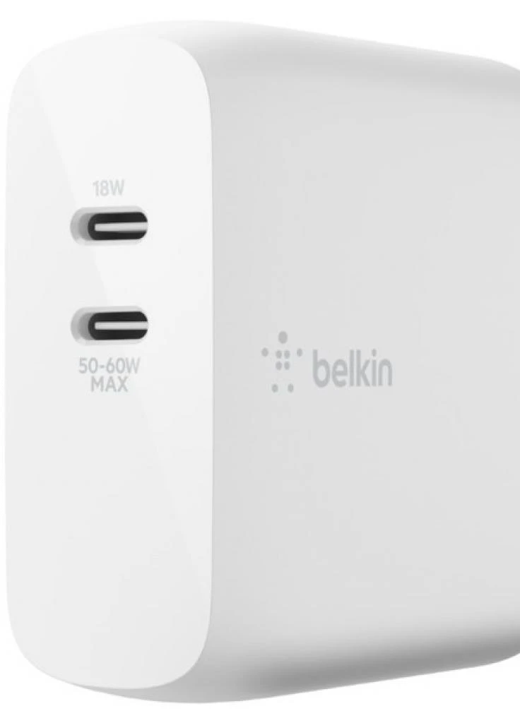 Зарядное устройство GAN (50+18W) Dual USB-С, white (WCH003VFWH) Belkin (216637700)