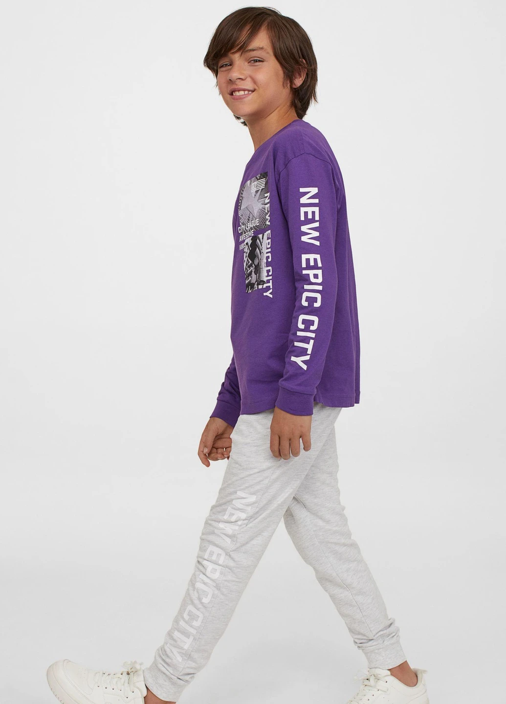 Лонгслів,фіолетовий з принтом, H&M (254866128)