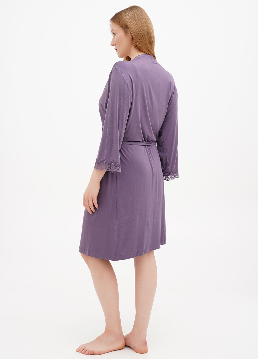Фиолетовый демисезонный комплект (халат, ночная рубашка) Cotpark