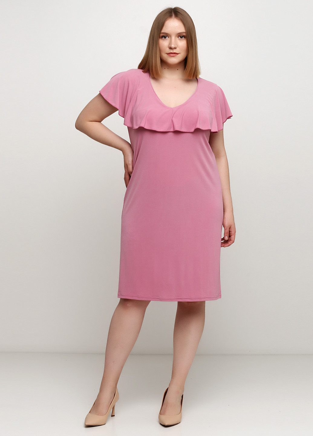 Розовое кэжуал платье Трикомир однотонное