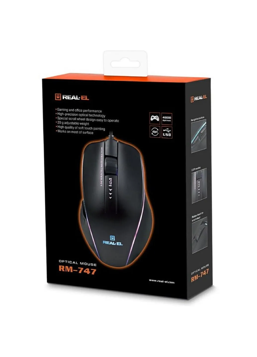Мишка RM-747 Black Real-El (253547373)