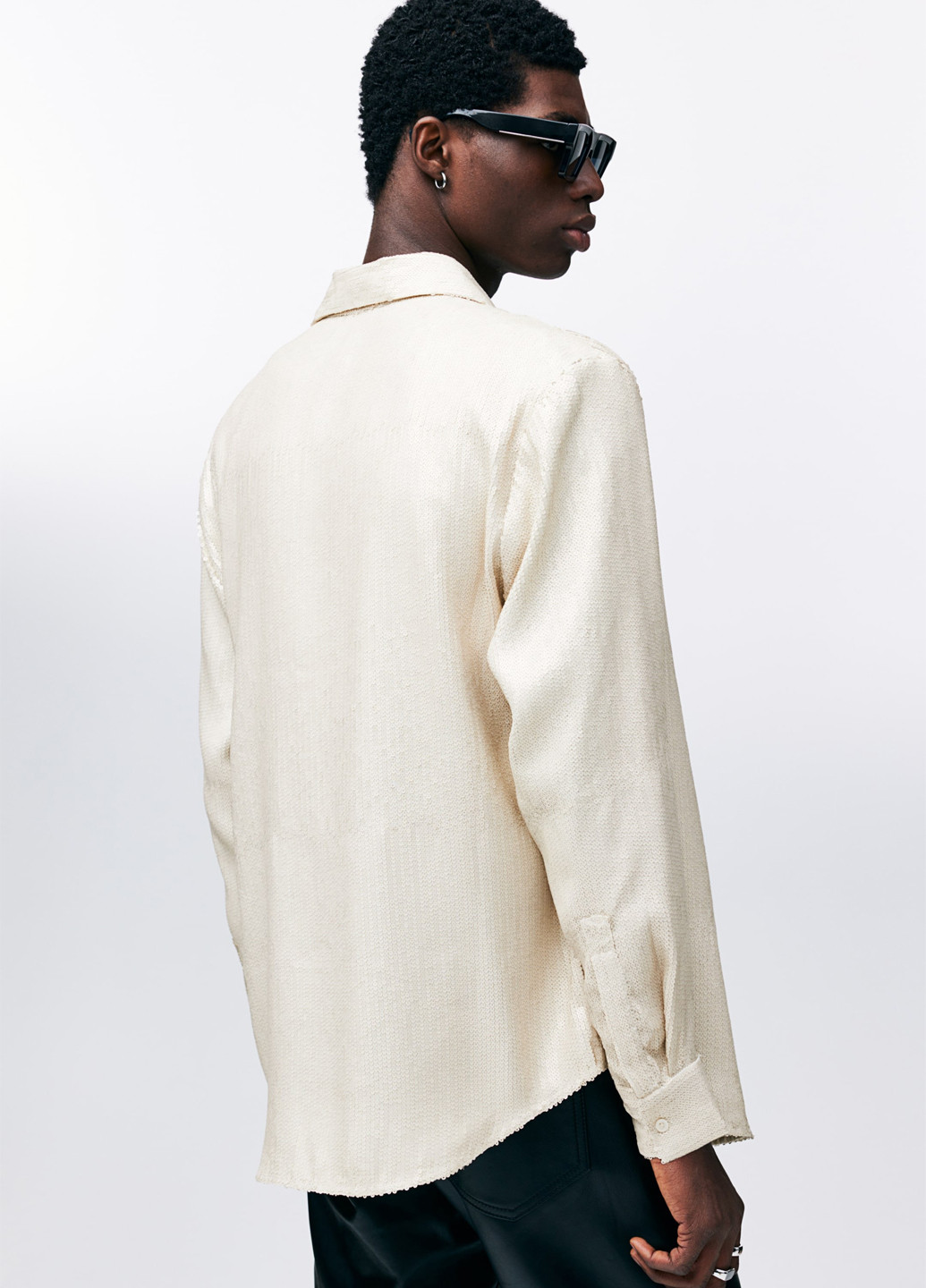 Светло-бежевая праздничный, кэжуал рубашка однотонная H&M