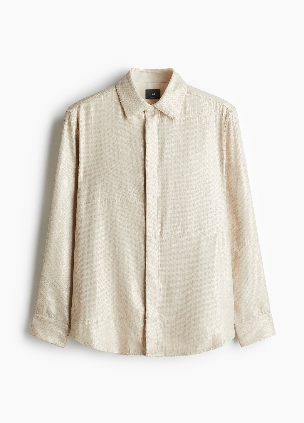 Светло-бежевая праздничный, кэжуал рубашка однотонная H&M