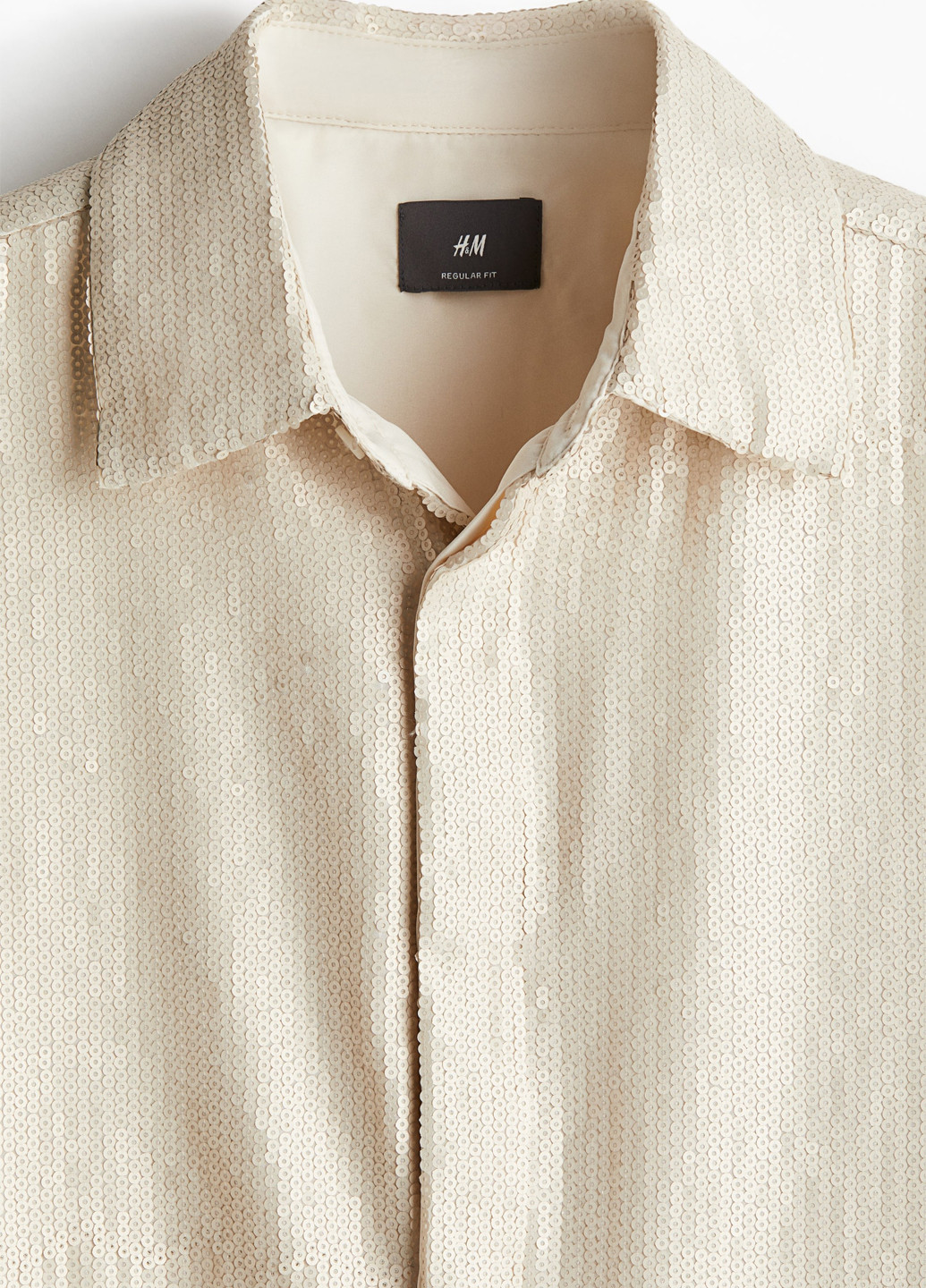Светло-бежевая праздничный, кэжуал рубашка однотонная H&M