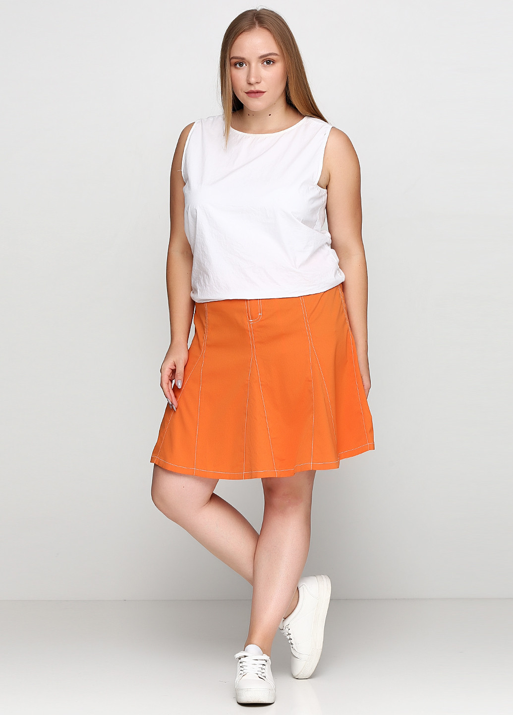 Оранжевая кэжуал однотонная юбка Gaiam а-силуэта (трапеция)