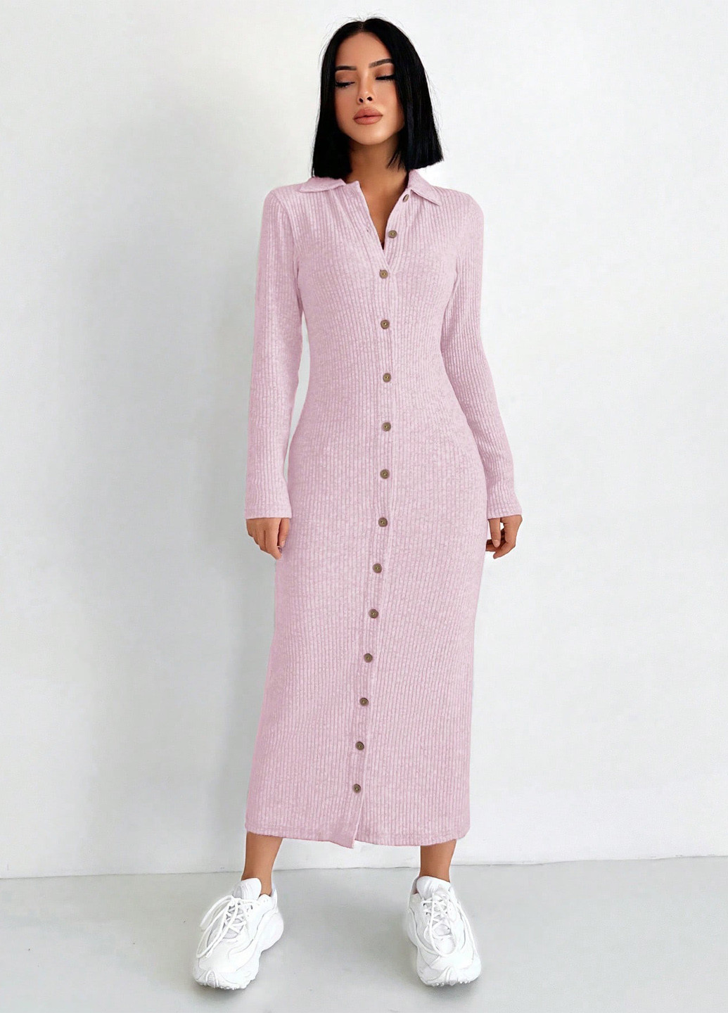 Светло-розовое кэжуал платье SHEIN меланжевое