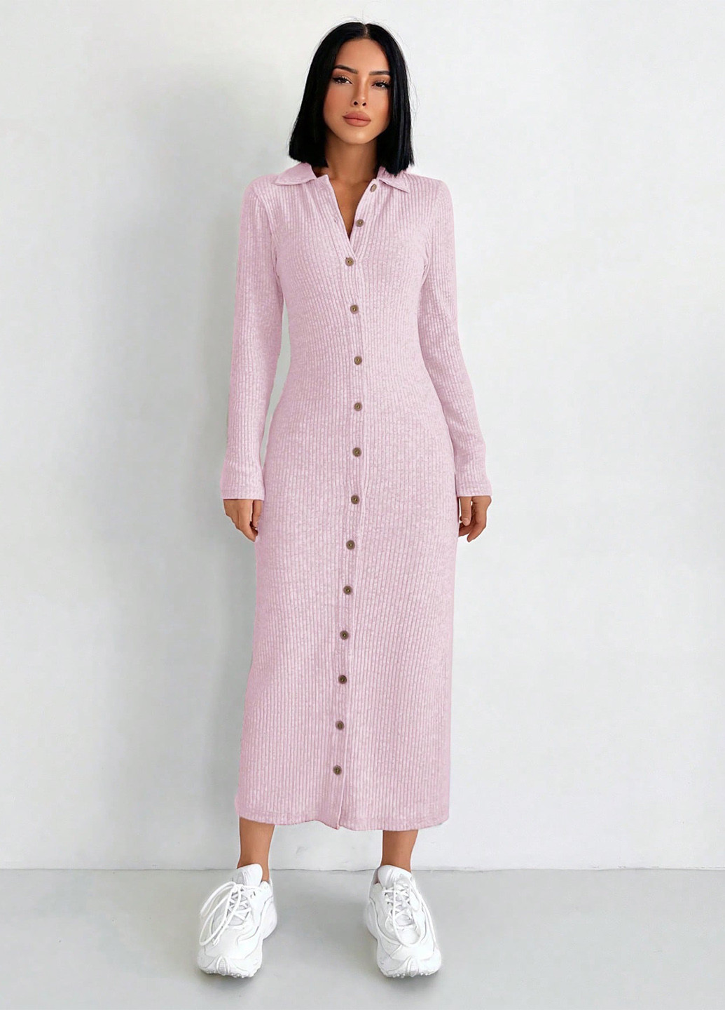 Светло-розовое кэжуал платье SHEIN меланжевое