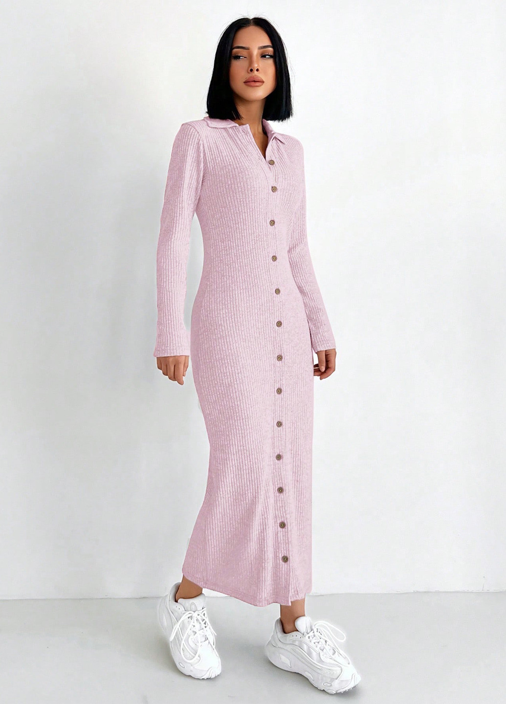 Светло-розовое кэжуал платье SHEIN меланжевое