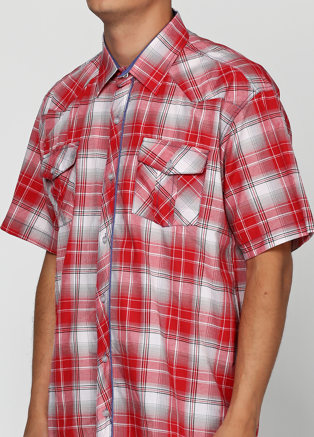 Красная кэжуал рубашка в клетку Wesbit с коротким рукавом