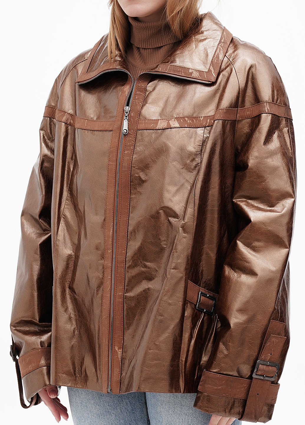 Коричневая демисезонная куртка кожаная STOK