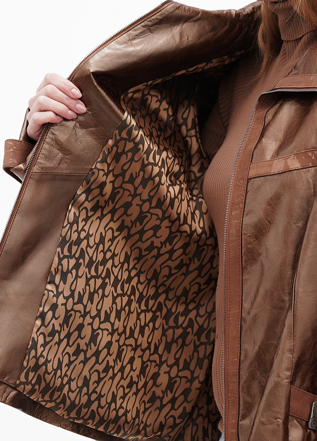 Коричневая демисезонная куртка кожаная STOK