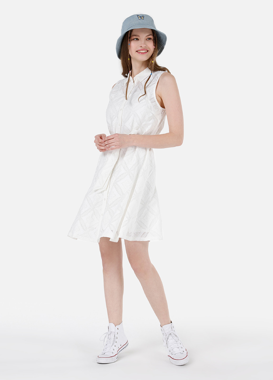 Белое кэжуал платье рубашка Colin's с геометрическим узором