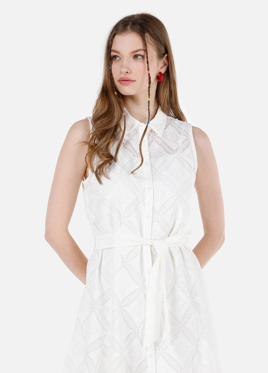 Белое кэжуал платье рубашка Colin's с геометрическим узором