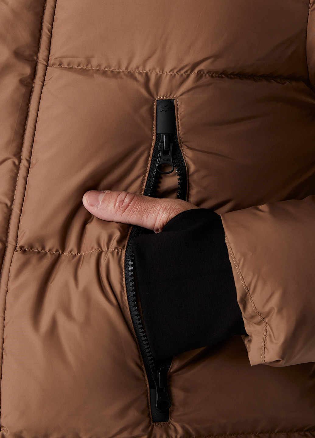 Коричневая зимняя куртка Lacoste