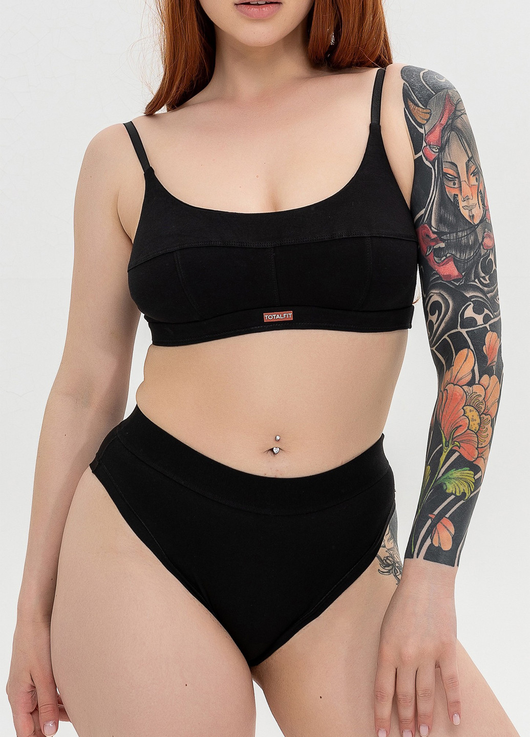 Черный демисезонный хлопковый комплект белья бралет и слипы TOTALFIT