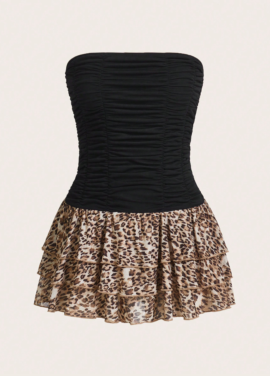 Чорна кежуал, коктейльна сукня з відкритими плечима SHEIN леопардовий