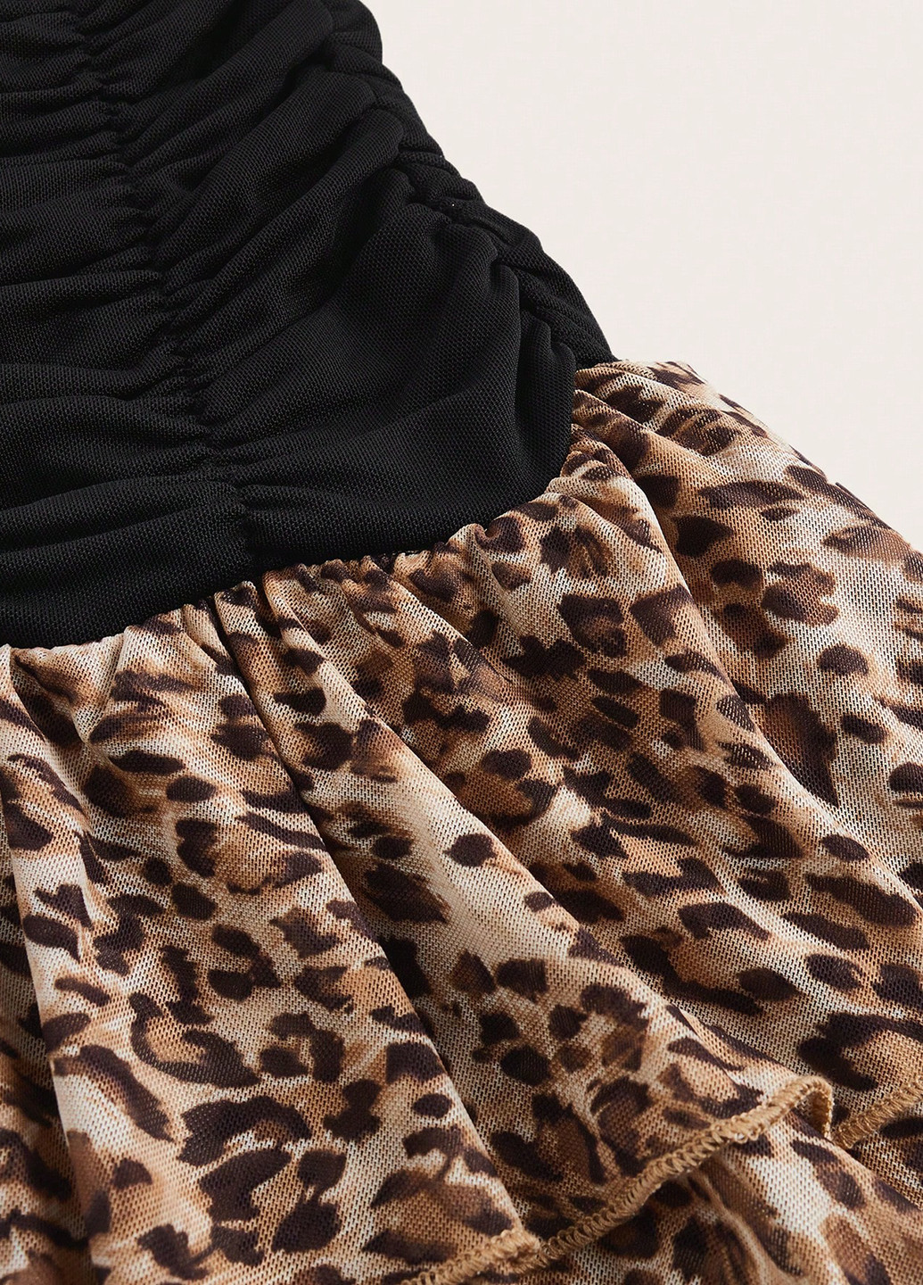 Чорна кежуал, коктейльна сукня з відкритими плечима SHEIN леопардовий