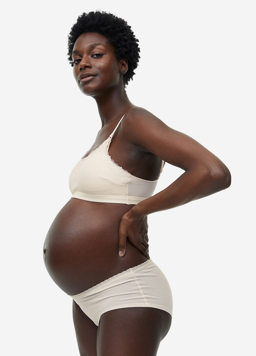 Светло-бежевый бюстгальтер для беременных и кормящих H&M без косточек хлопок