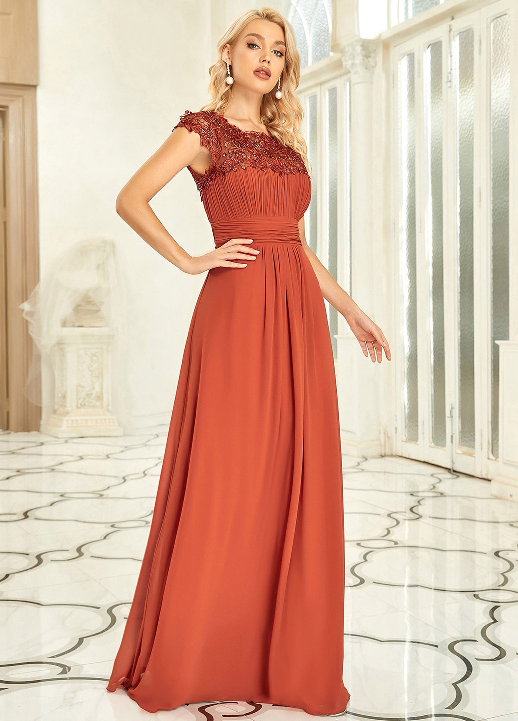 Оранжевое кэжуал платье SHEIN однотонное