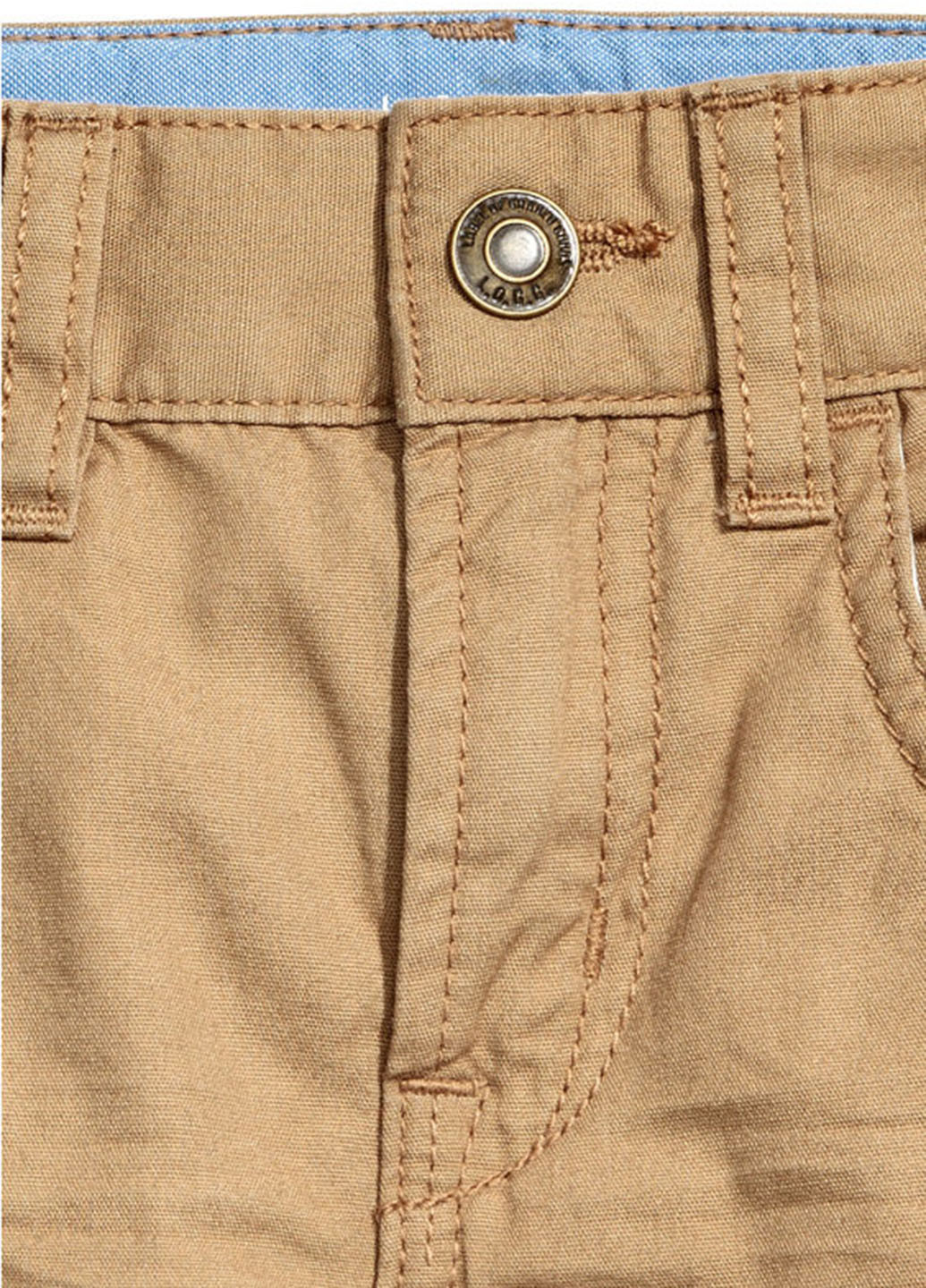 Бриджи H&M однотонные темно-бежевые джинсовые хлопок