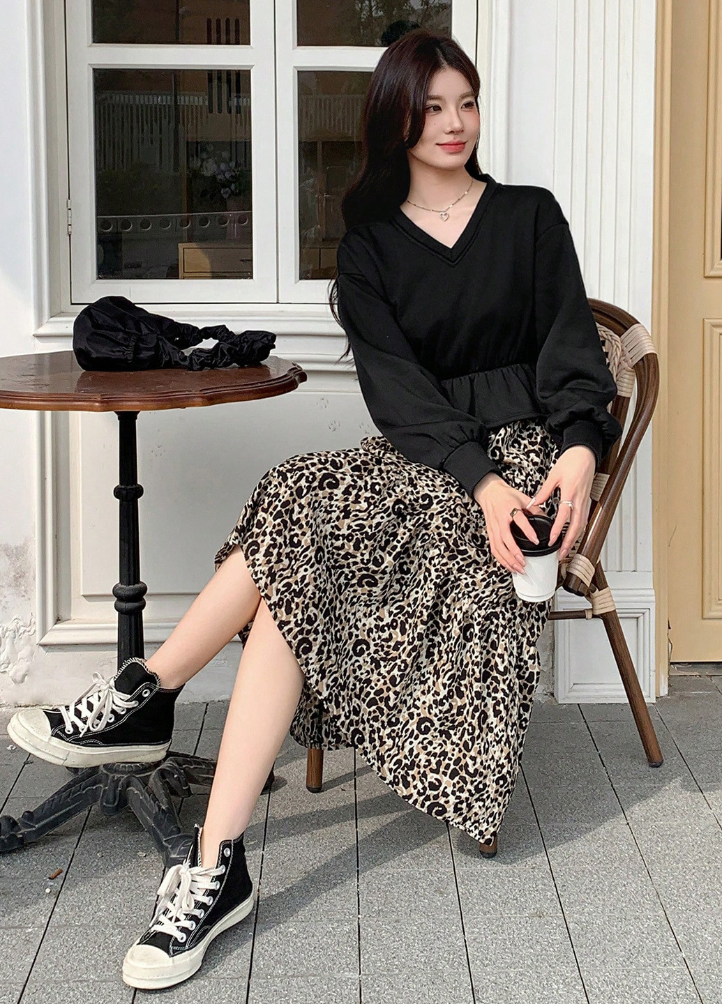 Комбінована кежуал сукня кльош SHEIN леопардовий