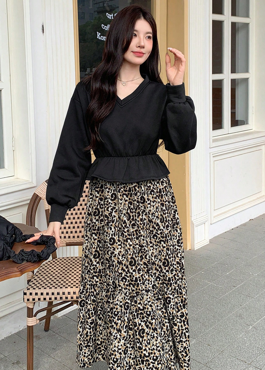 Комбінована кежуал сукня кльош SHEIN леопардовий