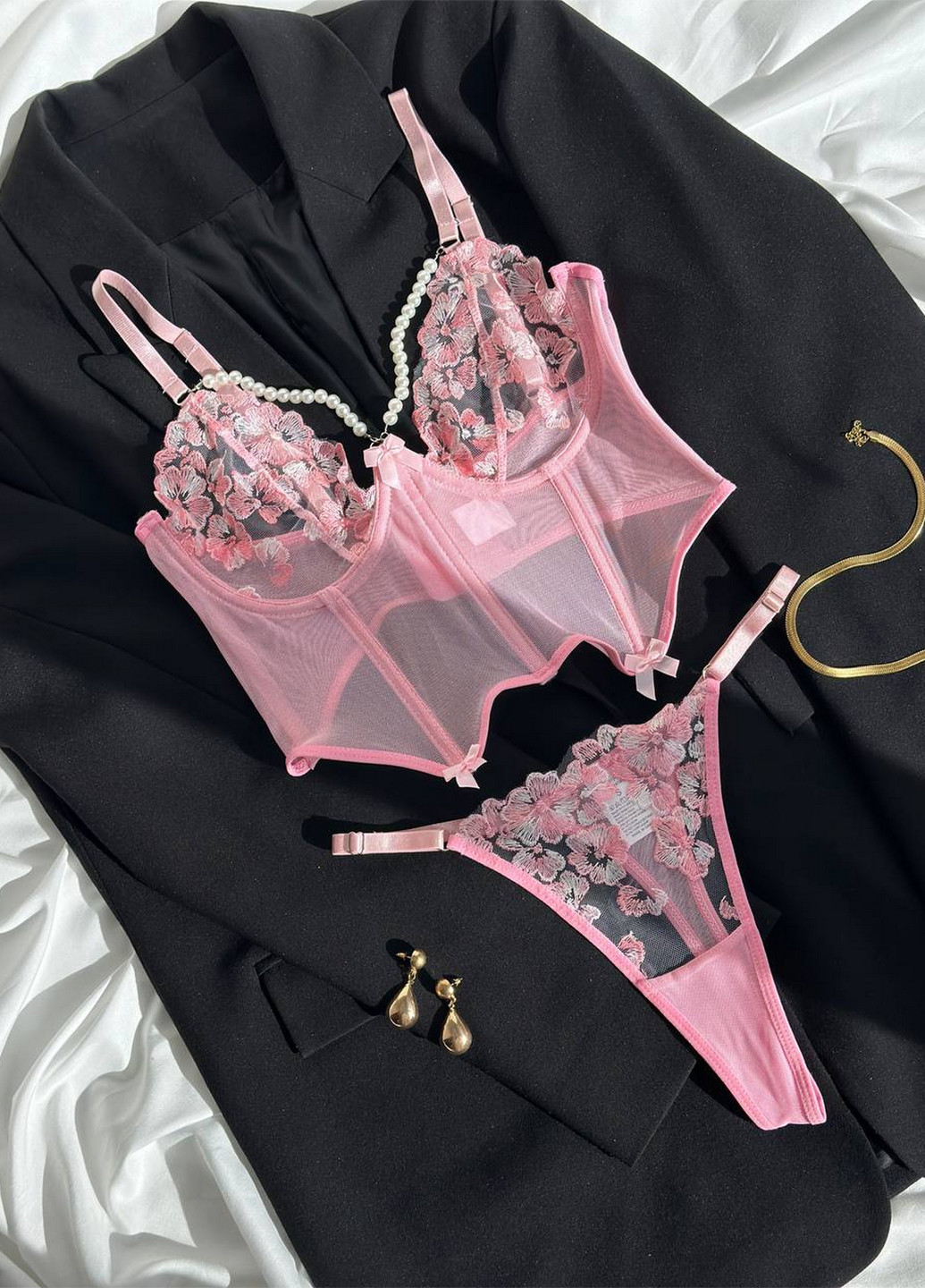 Розовый демисезонный комплект (бюстгальтер, трусики) NOVA VEGA