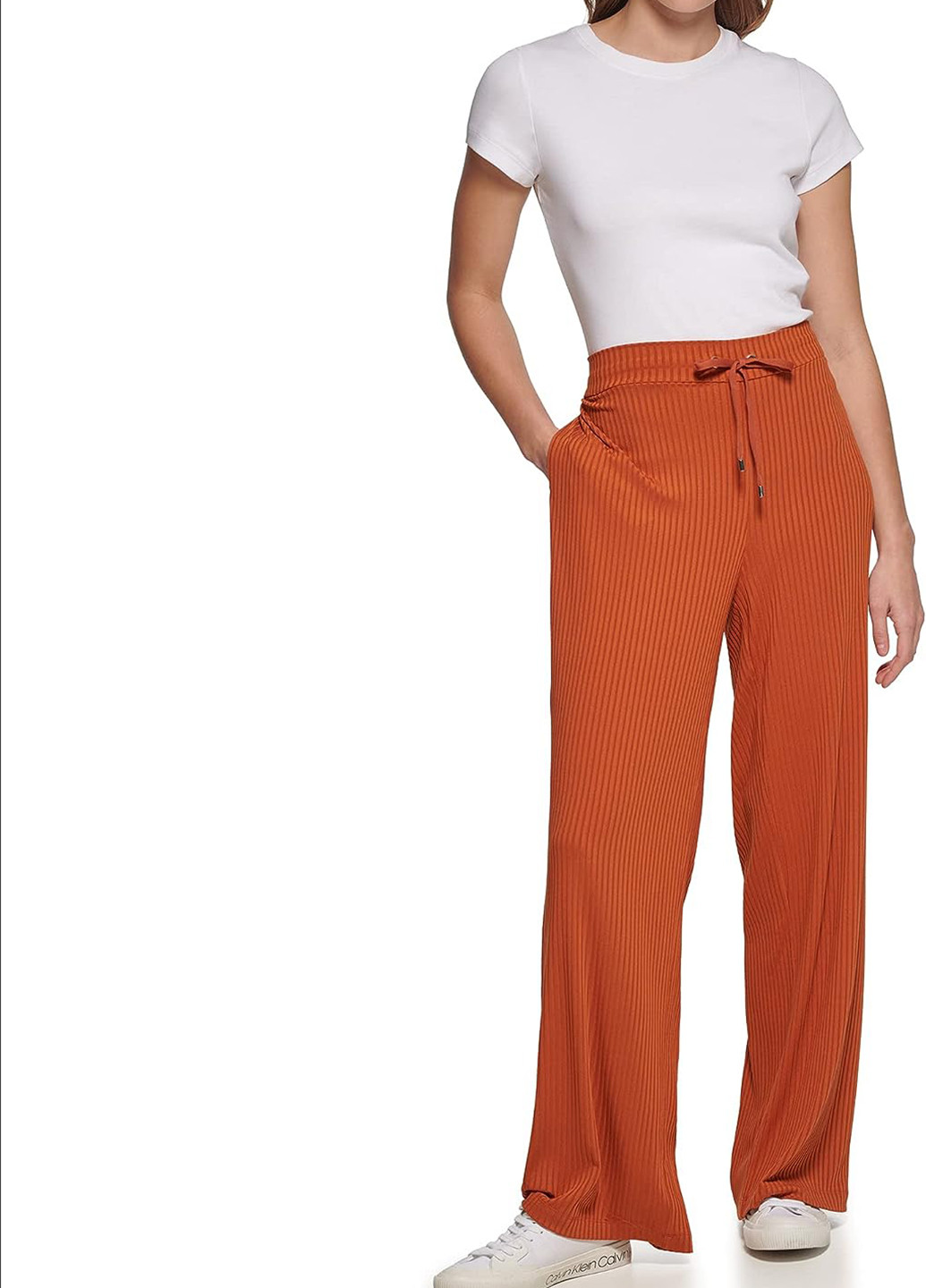 Оранжевые кэжуал демисезонные прямые брюки Calvin Klein