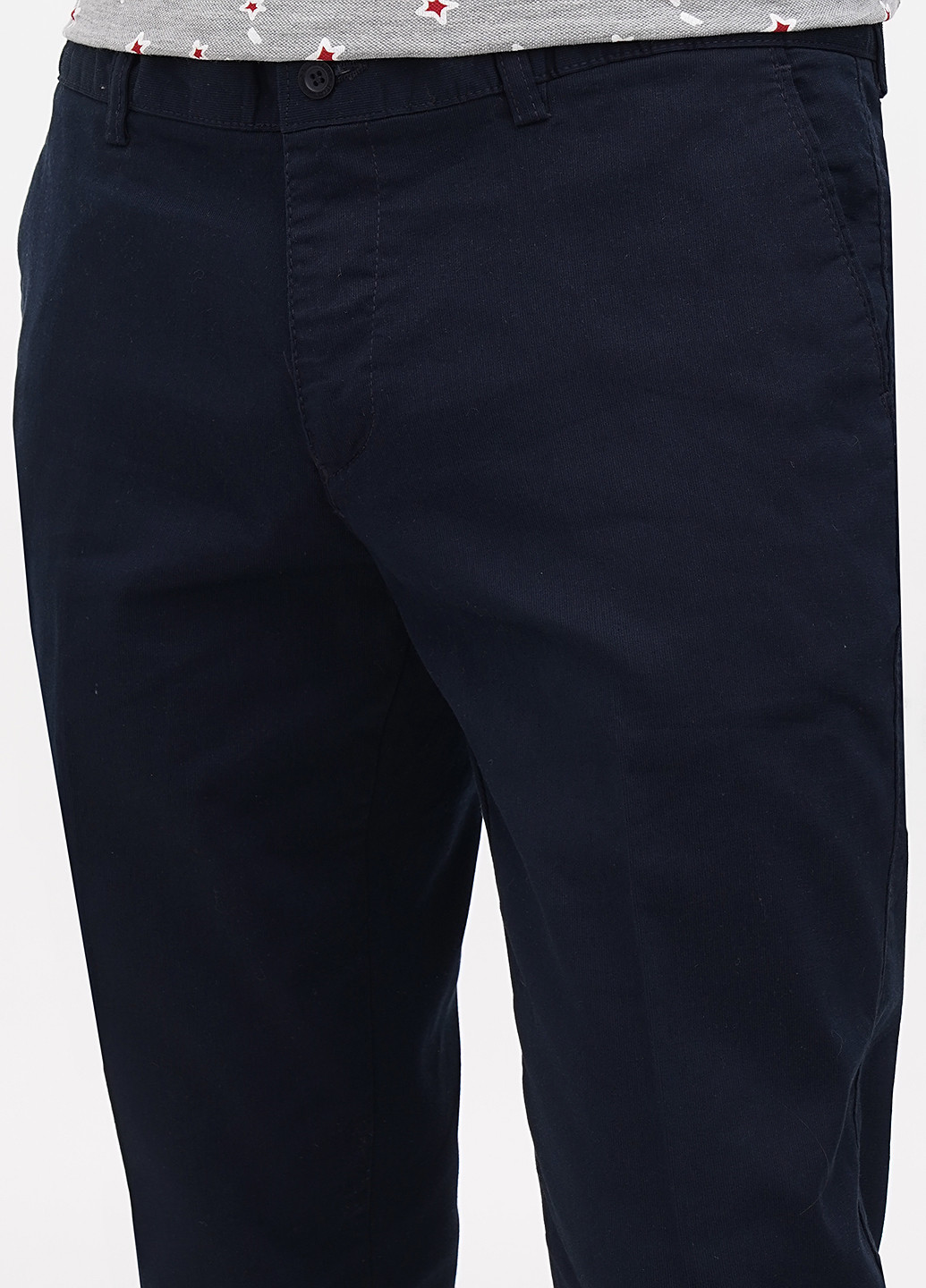 Синие кэжуал демисезонные прямые брюки No Brand