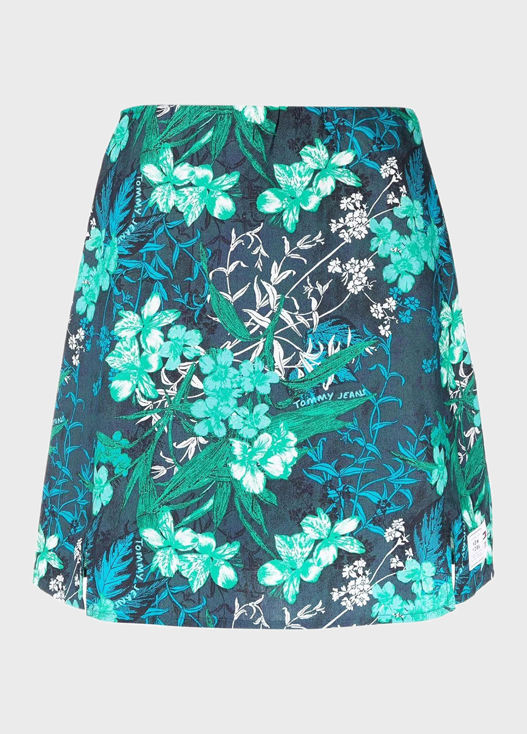 Темно-синяя кэжуал цветочной расцветки юбка Tommy Jeans а-силуэта (трапеция)