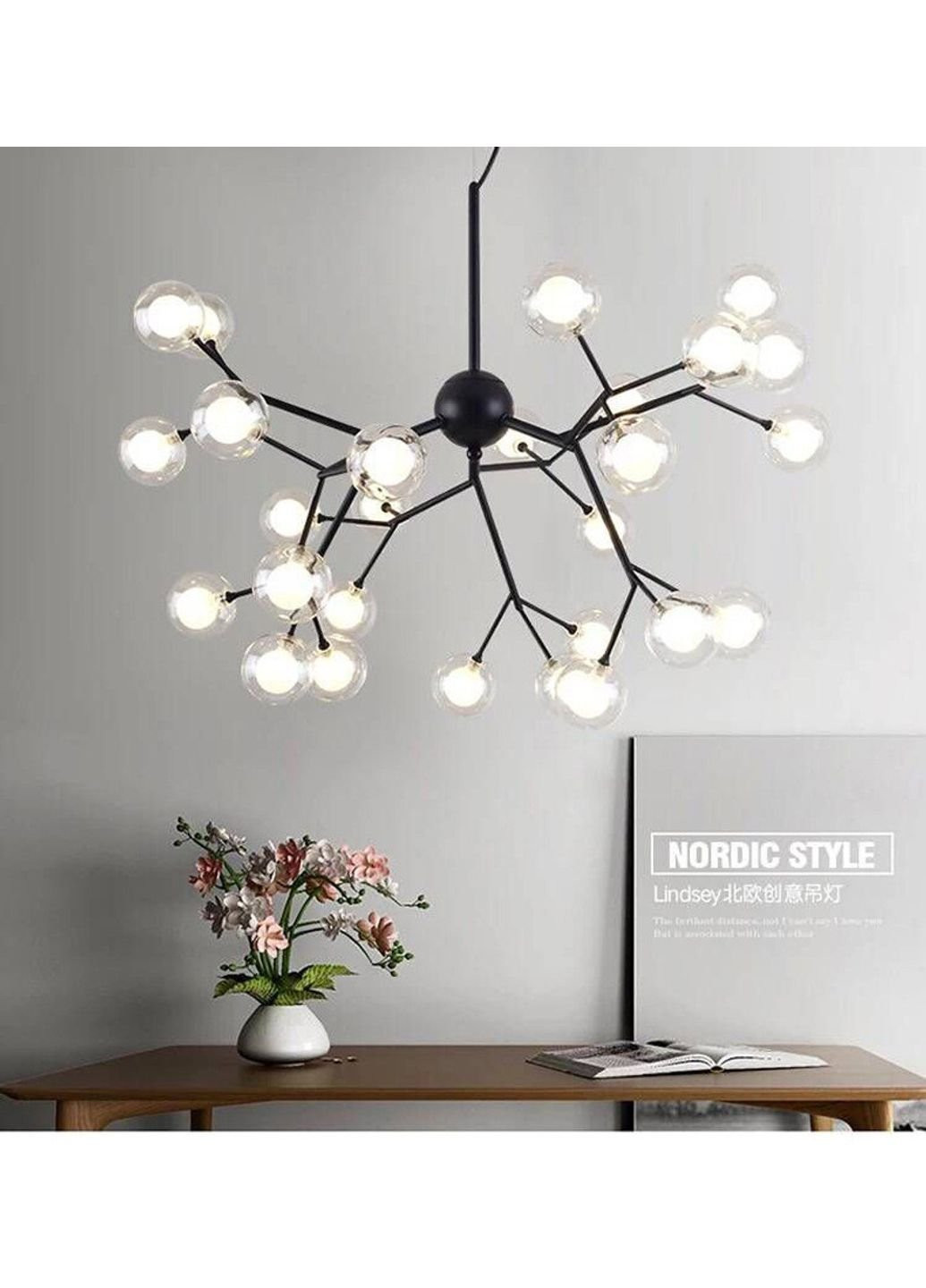 Люстра стельова підвісна на 27 ламп H690/27-bk-k Чорний 65х80х80 см. Sunnysky (253627258)