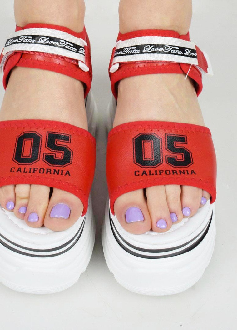 Красные босоножки женские KNF на липучке