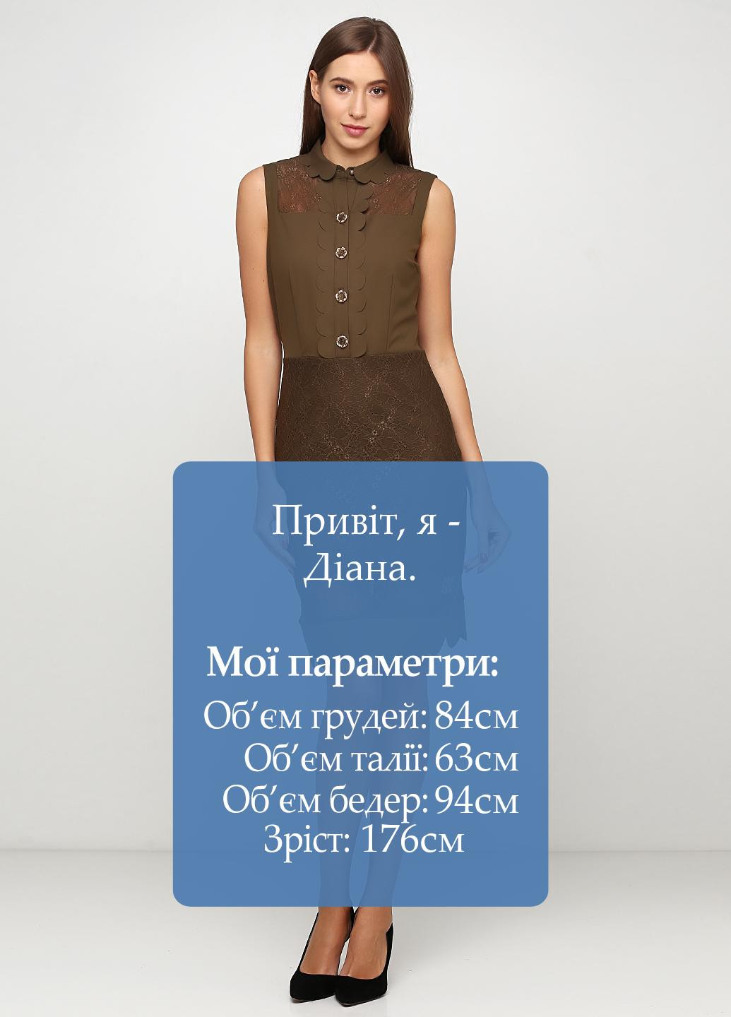 Оливкова (хакі) коктейльна сукня футляр Sassofono однотонна