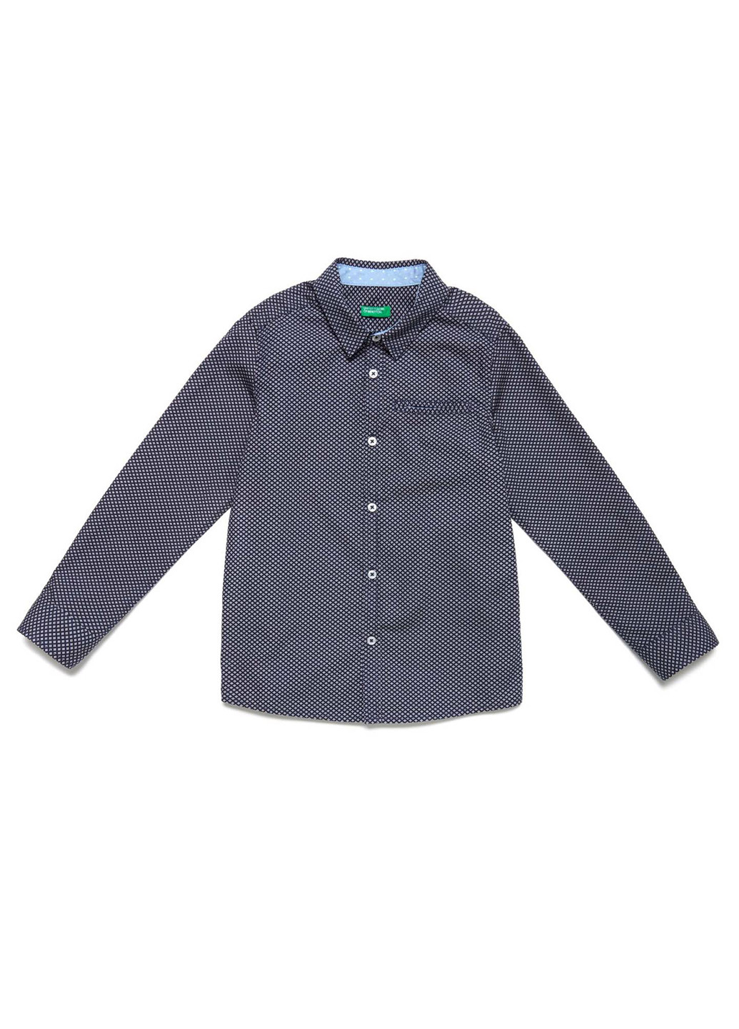 Темно-синяя кэжуал рубашка с орнаментом United Colors of Benetton с длинным рукавом