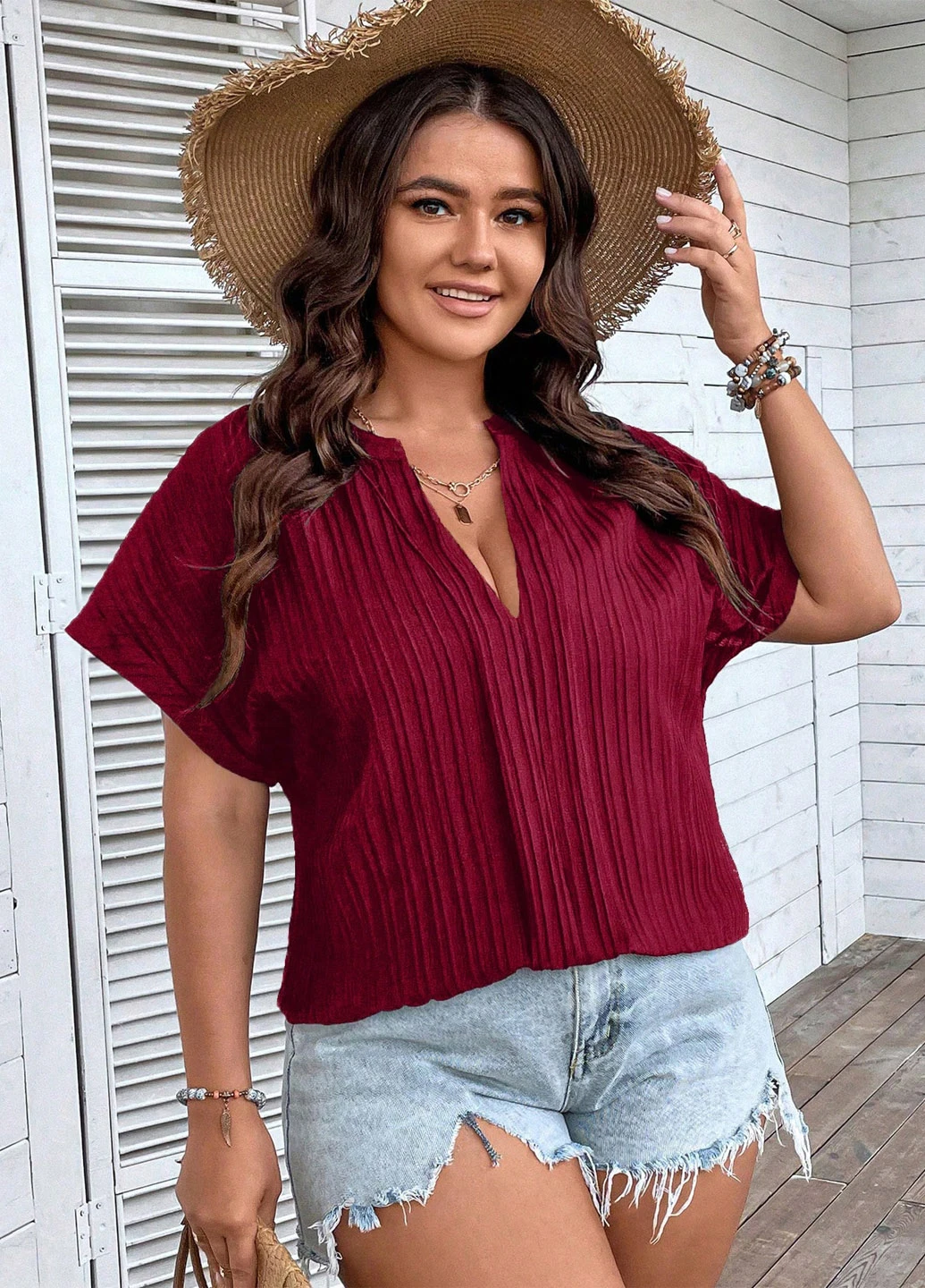 Бордовая блуза SHEIN