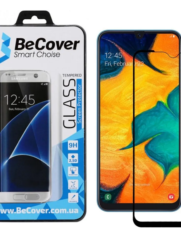 Стекло защитное Samsung Galaxy A30/A30s 2019 SM-A305/SM-A307 Black (703442) BeCover (203962663)