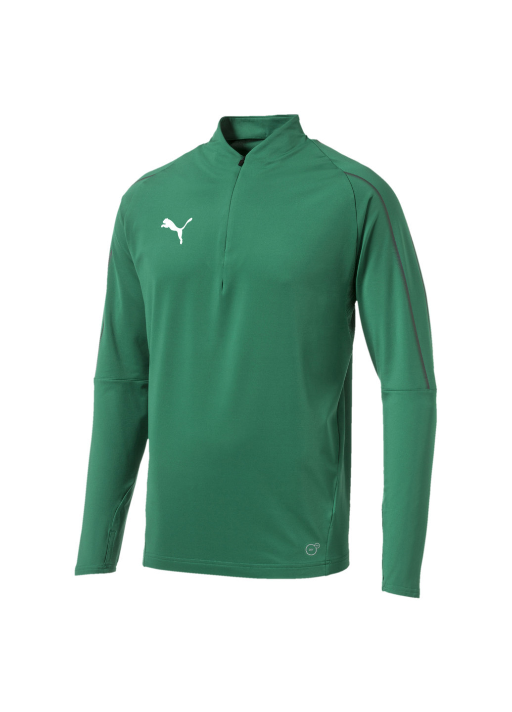 Толстовка FINAL Training Quarter Zip Men's Football Sweater Puma однотонная зелёная спортивная полиэстер, эластан