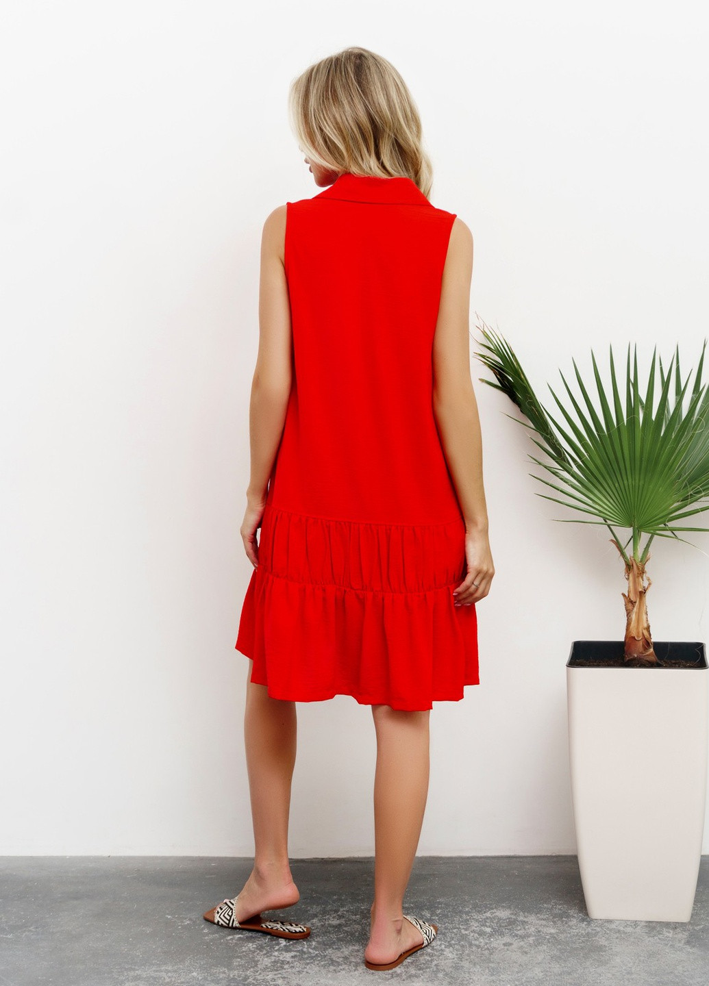 Красное повседневный платье женское рубашка ISSA PLUS однотонное