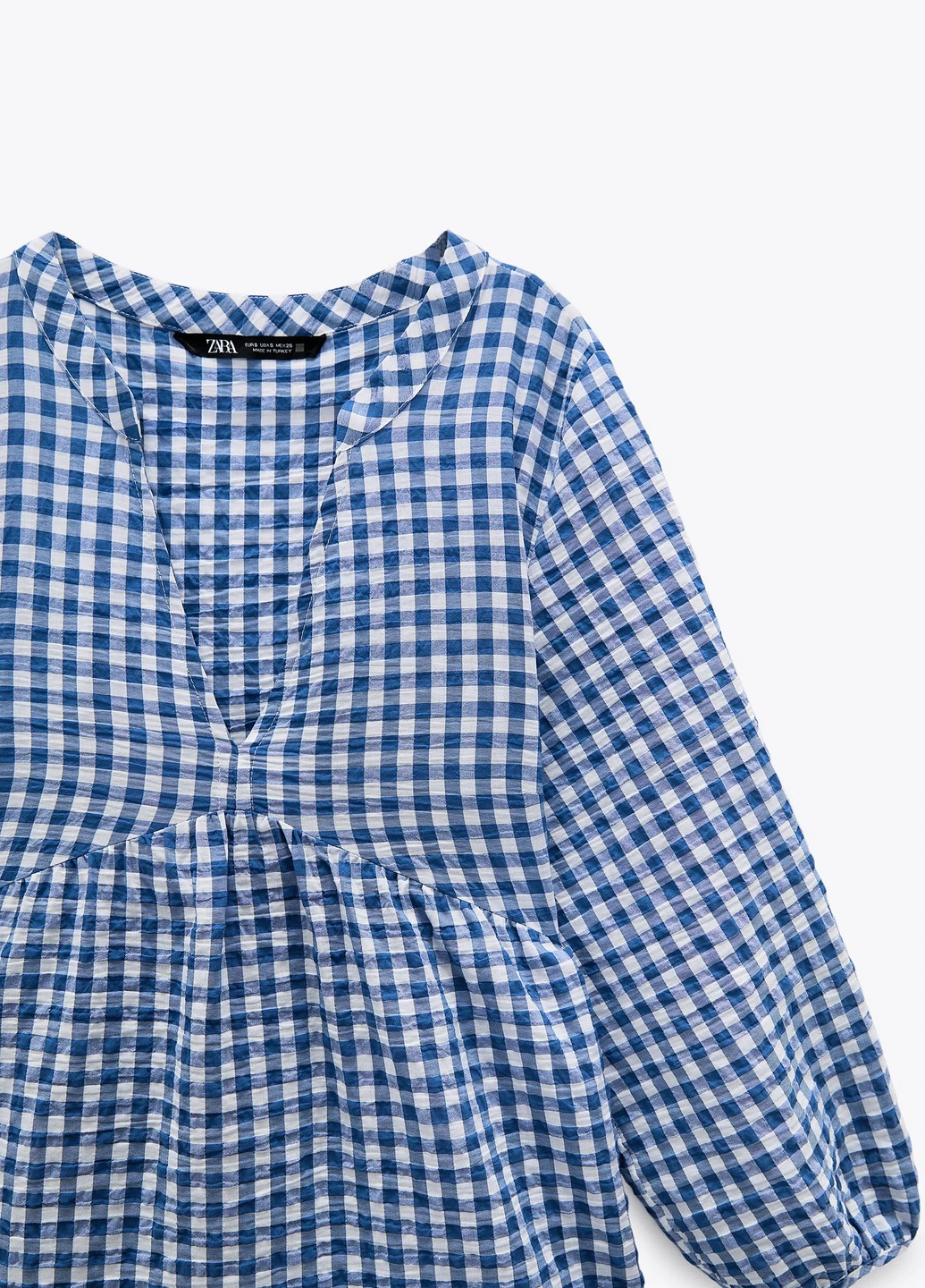 Голубое кэжуал мини платье в клеточку Zara в клетку