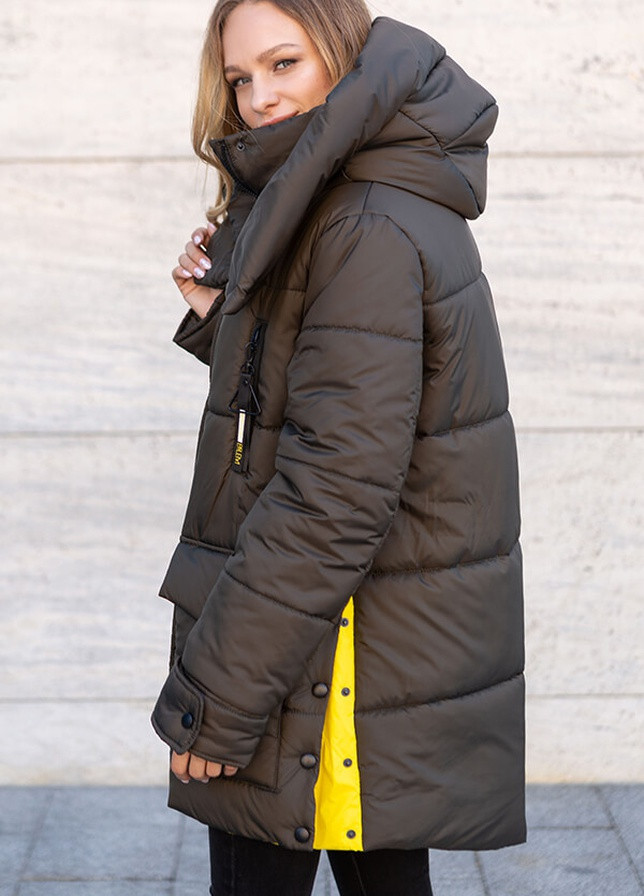 Оливковая (хаки) зимняя зимняя женская куртка магда MioRichi