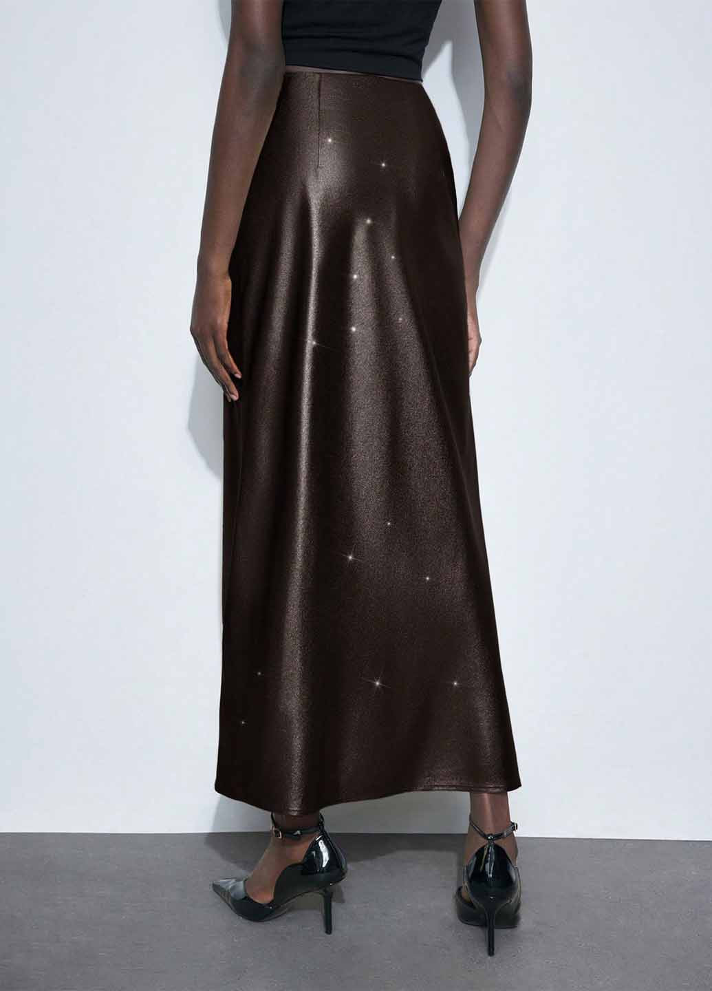 Темно-коричневая вечерний, офисная однотонная юбка SHEIN годе