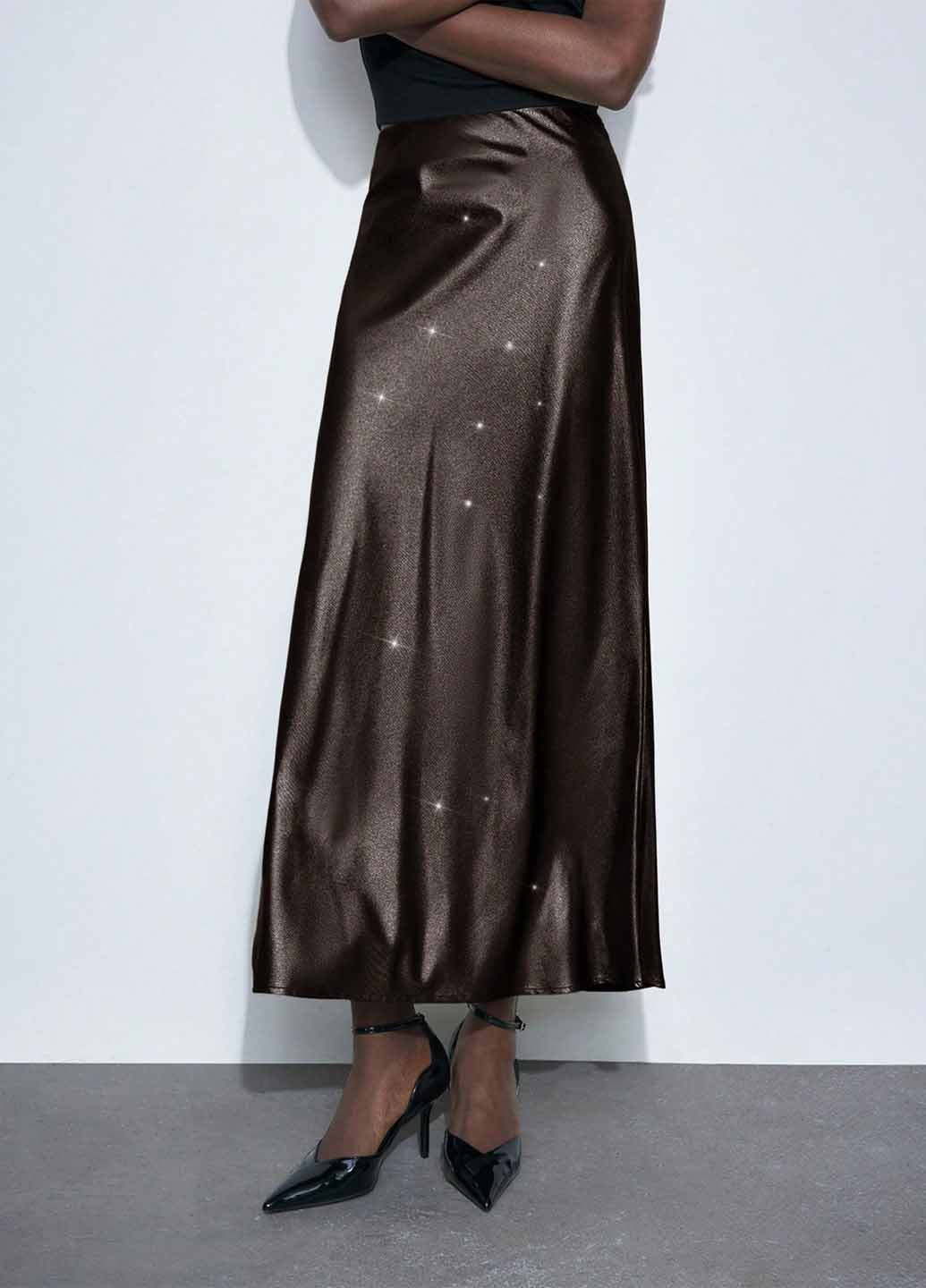 Темно-коричневая вечерний, офисная однотонная юбка SHEIN годе